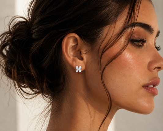 NEW: "Alteza" 1.92 ctw pear shape cluster 14Kt earrings
