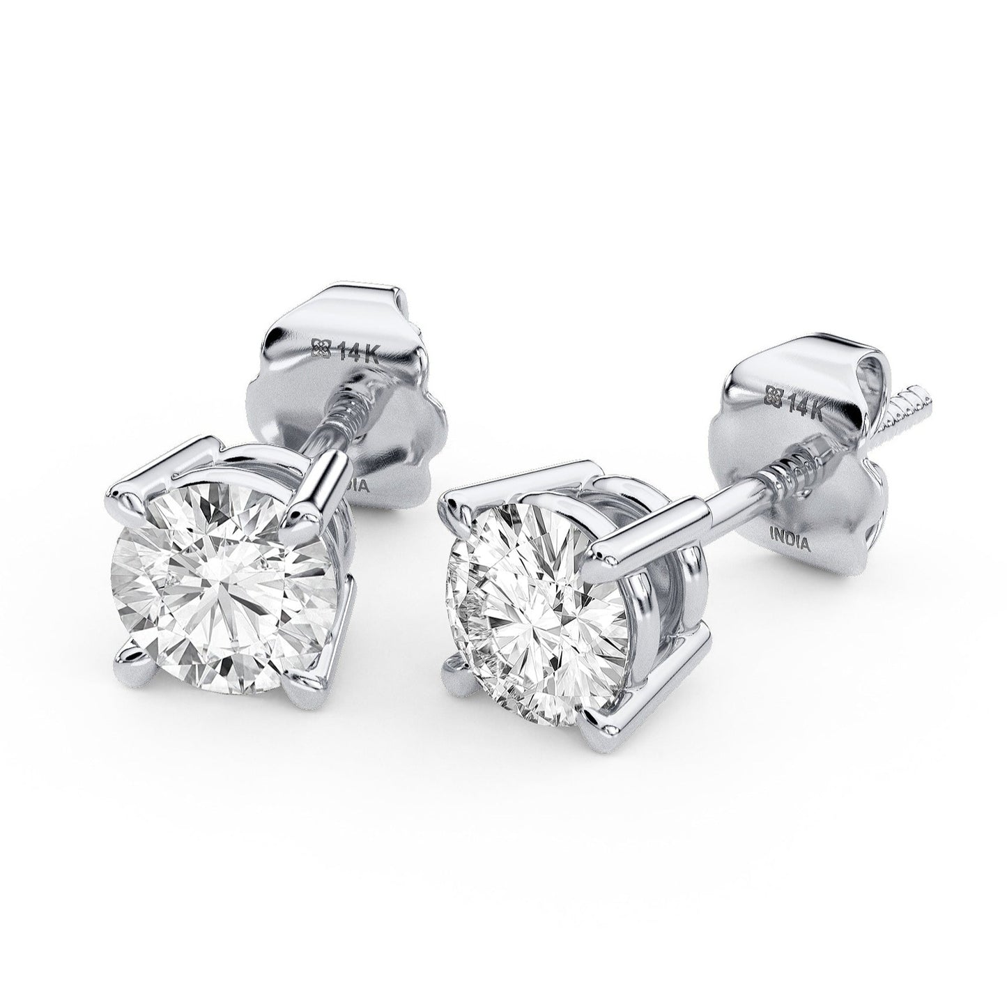 0.50 ctw Small Diamond Studs - 14K White Gold