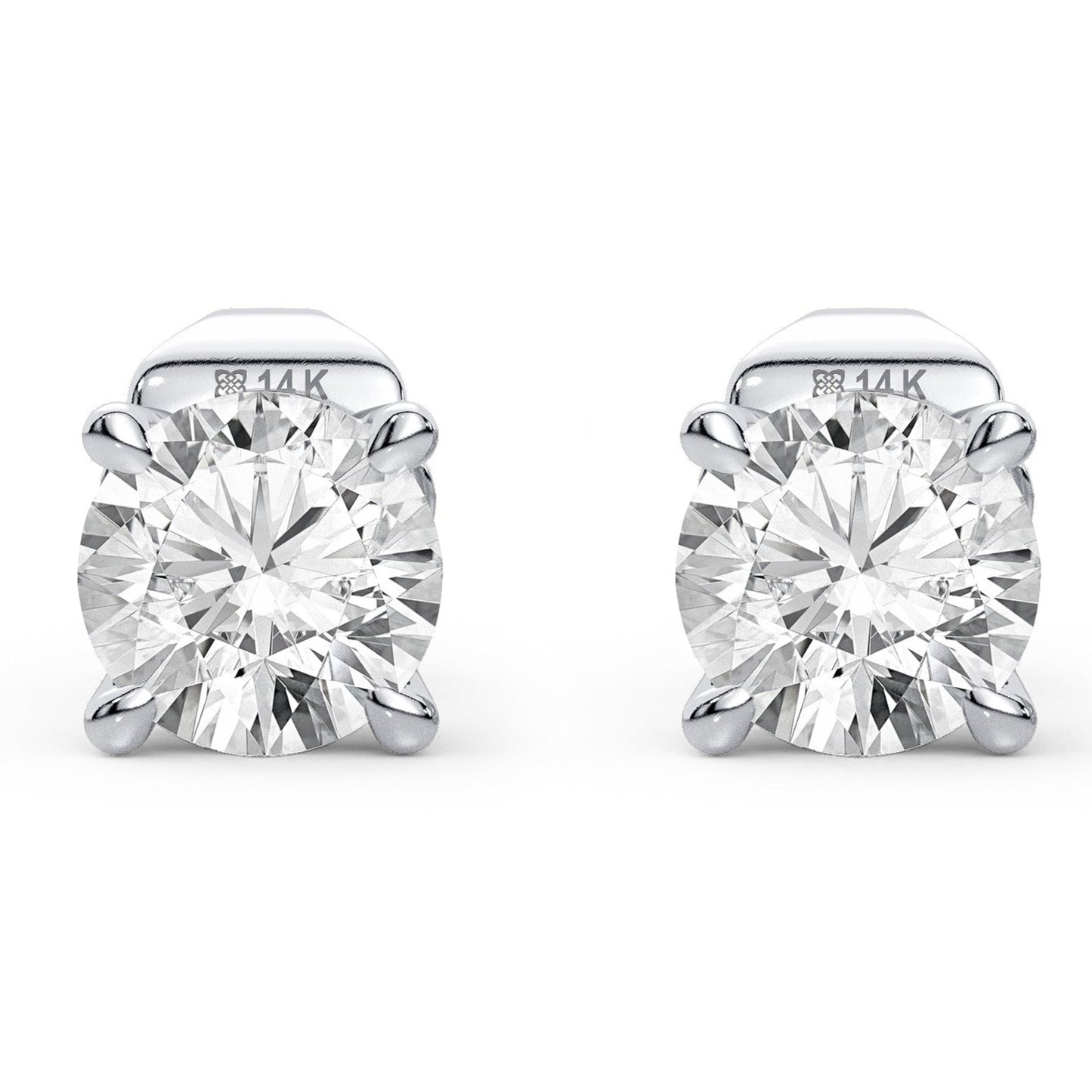 0.50 ctw Small Diamond Studs - 14K White Gold