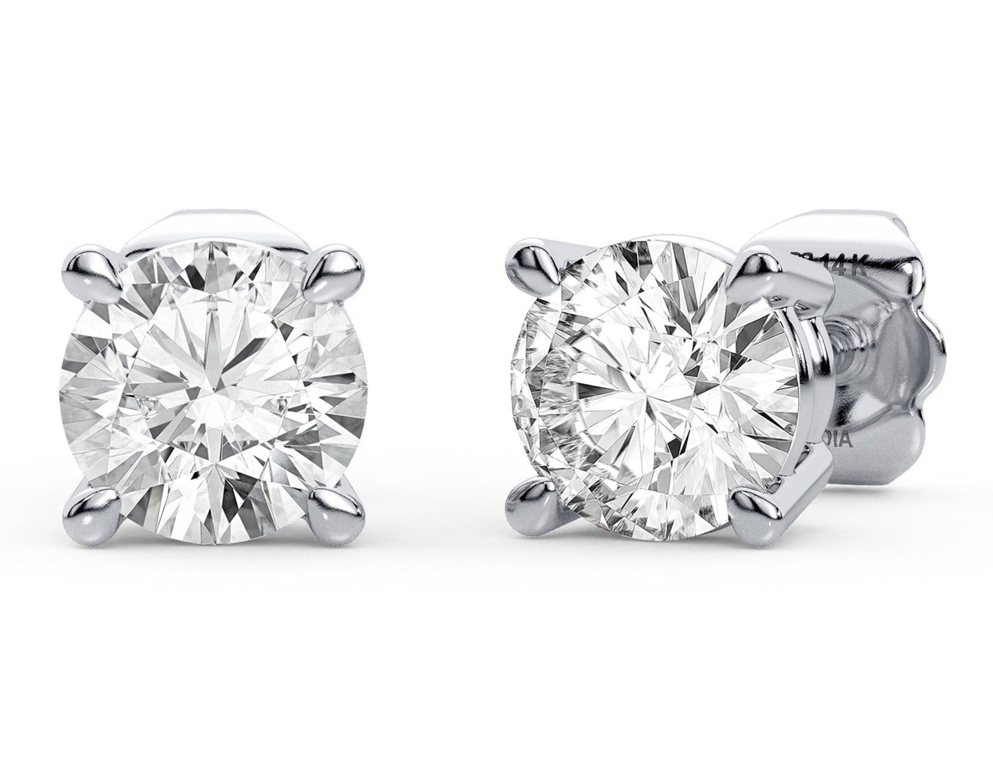 0.75 ctw - Medium Diamond Studs - 14 Kt White Gold