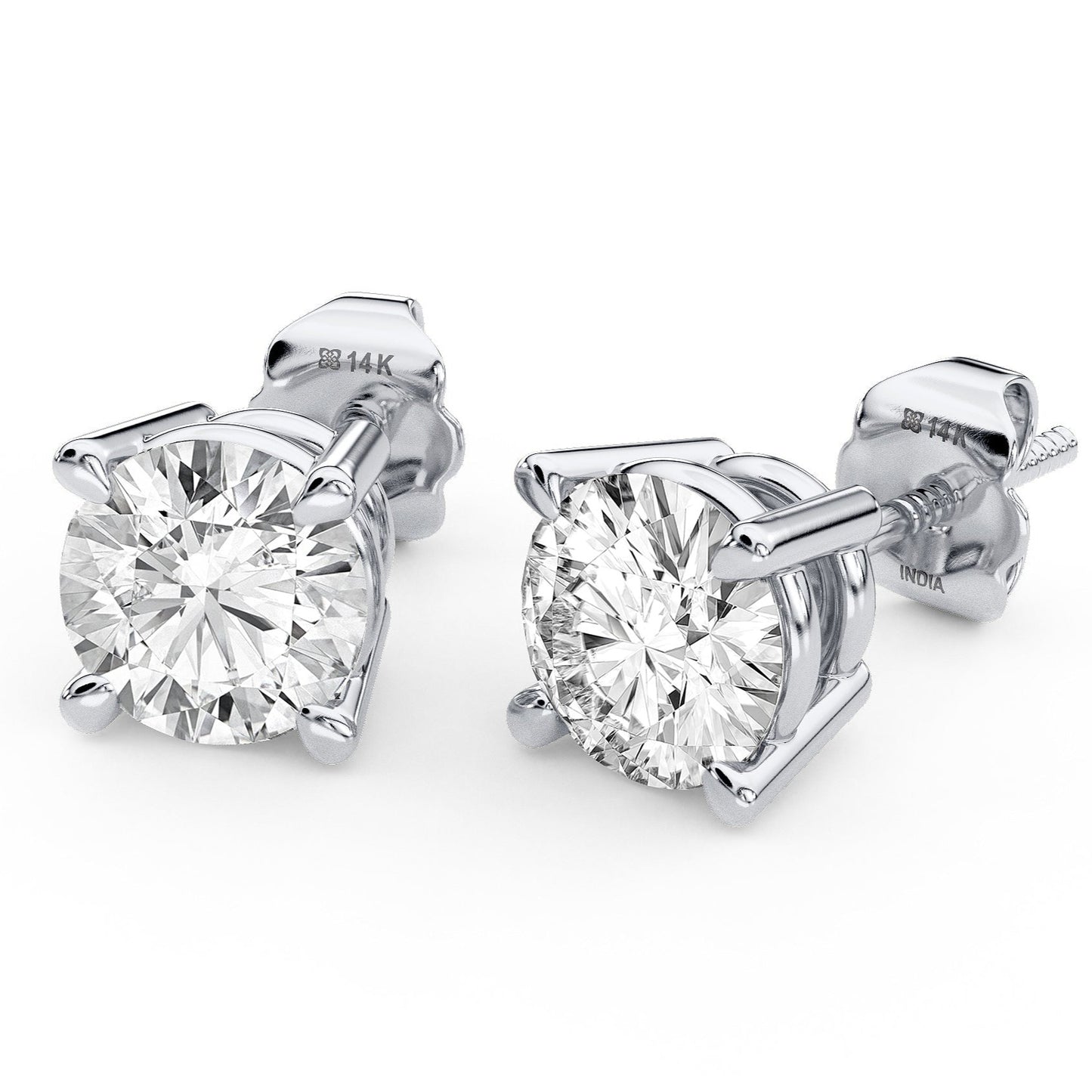 1.00 ctw Large Diamond Studs - 14K White Gold