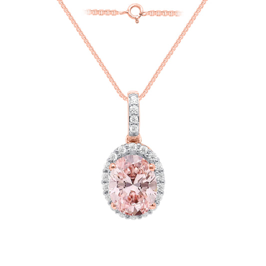 NEW: 2.00 ctw Oval Cut Lab Pink Diamond Pendant 14K