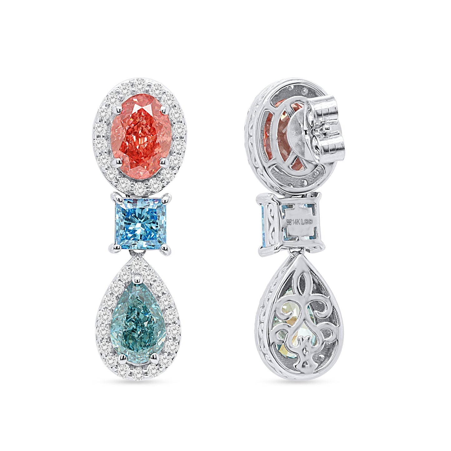 ATHENA: Pink, Blue & Green 7.95 ctw 14Kt earrings