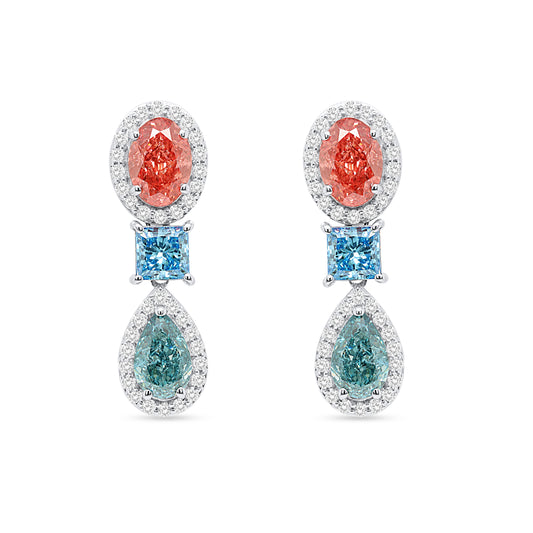 ATHENA: Pink, Blue & Green 7.95 ctw 14Kt earrings