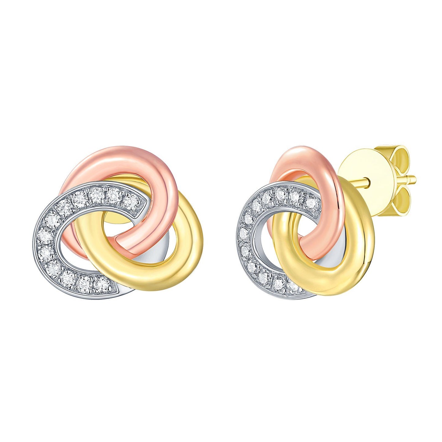 Limitless Collection Lab Grown Diamond Stud earrings Analucia Beltran Diamonds 14 kt yellow rose and rhodium plated