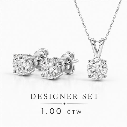 Designer Set: 1.00 ctw Bundle Studs + Pendant