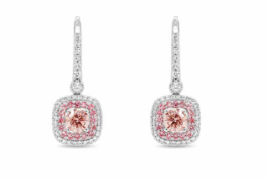 NEW: "Contessa" 4.20 ctw Dangle Pink Diamond Earrings 14K