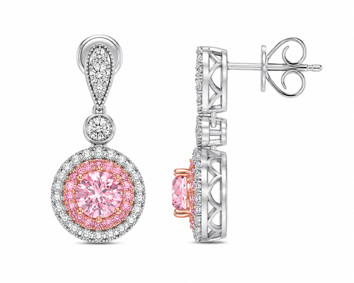 NEW: "The Enchantress" 4.40 ctw Pink Diamond Earrings 14K