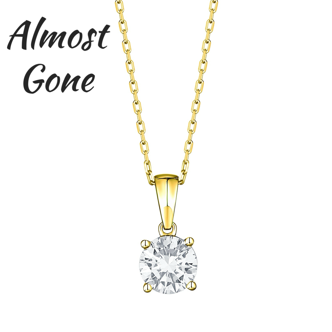 ALMOST GONE Solitaire Pendant | 14K Gold Lab Grown Diamond Necklace