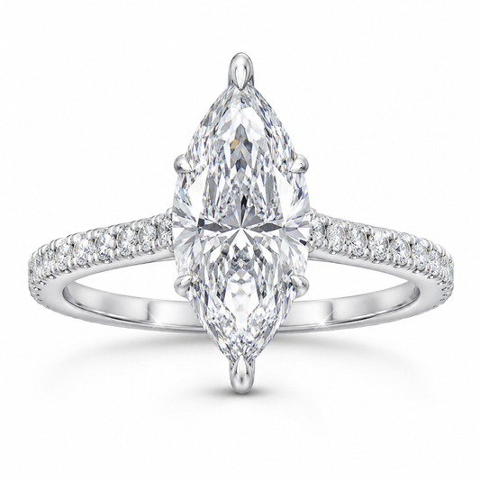 NEW: 2.76 ctw Hidden Halo Marquise Cut 14K ring