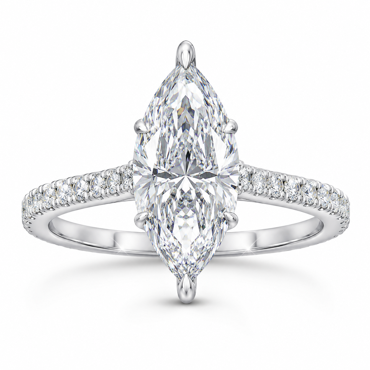 3.76 ctw Hidden Halo Marquise cut diamond ring 14K