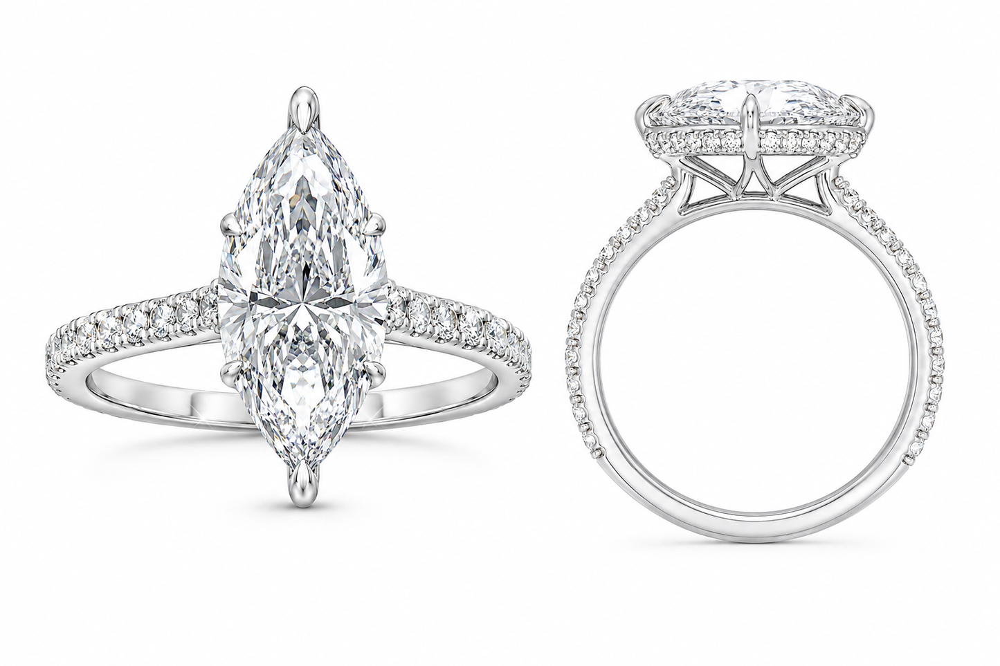 NEW: 2.76 ctw Hidden Halo Marquise Cut 14K ring