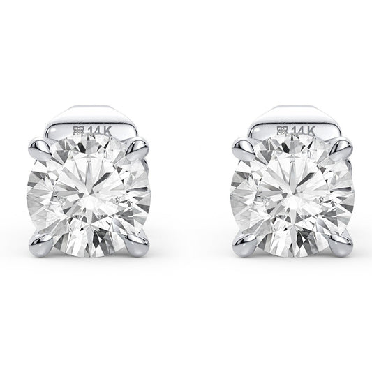 0.50 ctw Small Diamond Studs - 14K White Gold