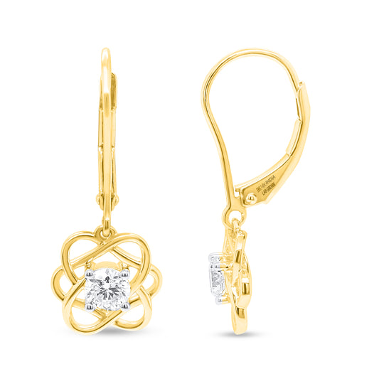NEW: Diamond Rose Dangle Earrings 14K