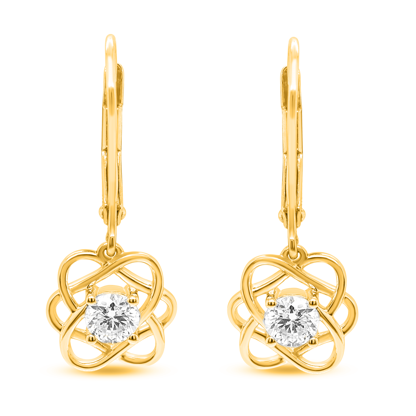 NEW: Diamond Rose Dangle Earrings 14K