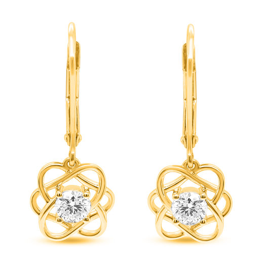 NEW: Diamond Rose Dangle Earrings 14K