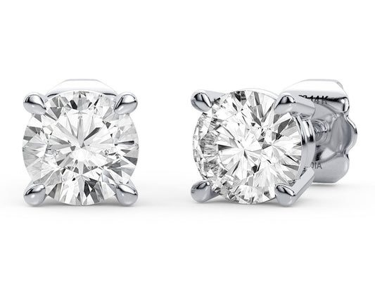 0.75 ctw - Medium Diamond Studs - 14 Kt White Gold