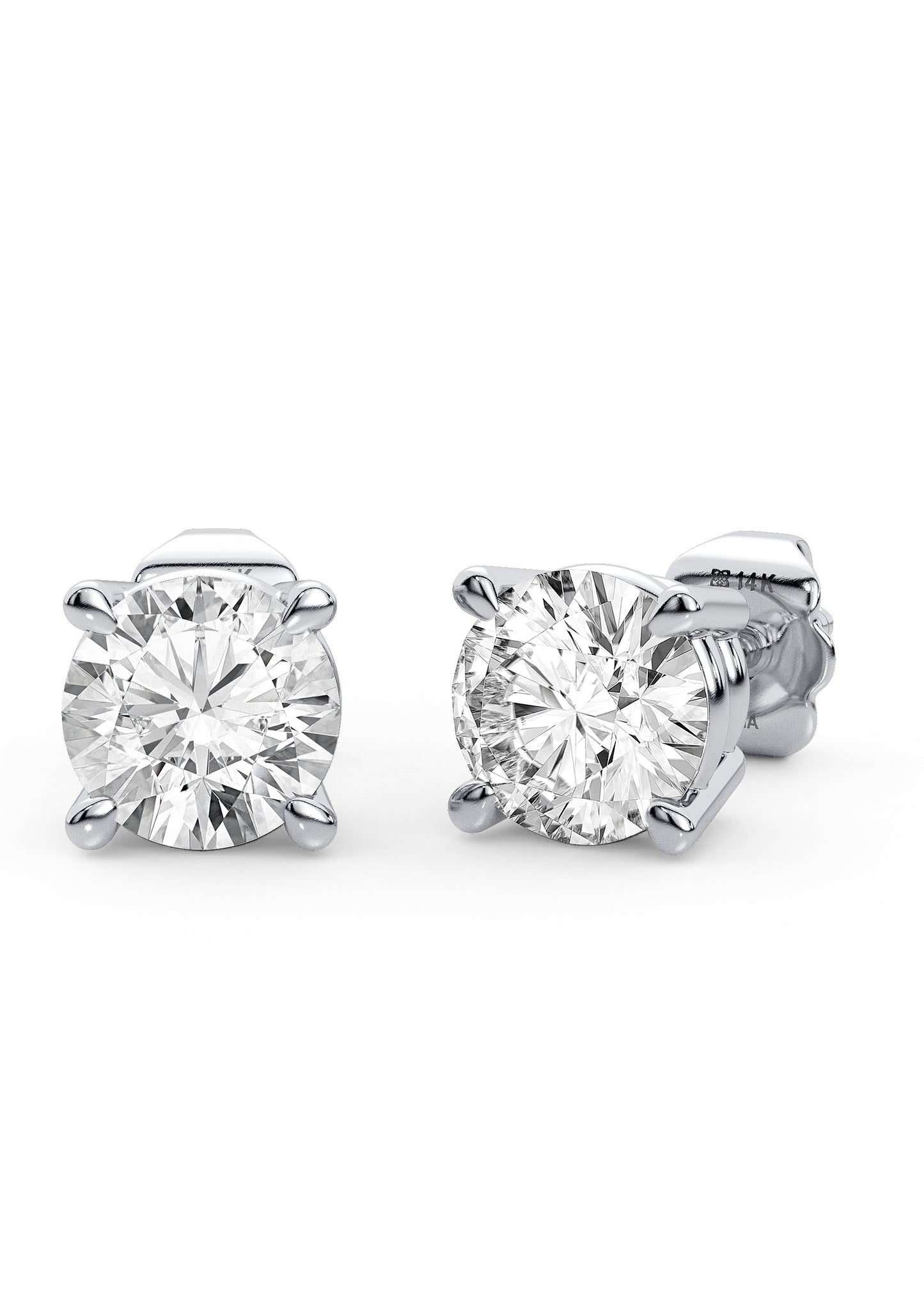 2.00 ctw Extra Large Studs - 14k White Gold