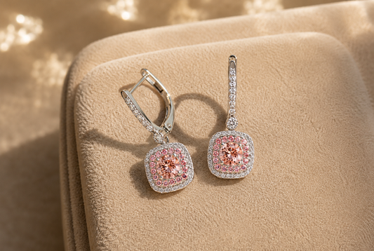 NEW: "Contessa" 4.20 ctw Dangle Pink Diamond Earrings 14K