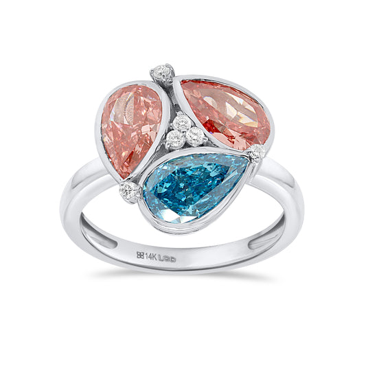SELENE: Pink & Blue diamond 4.05 ctw 14Kt ring