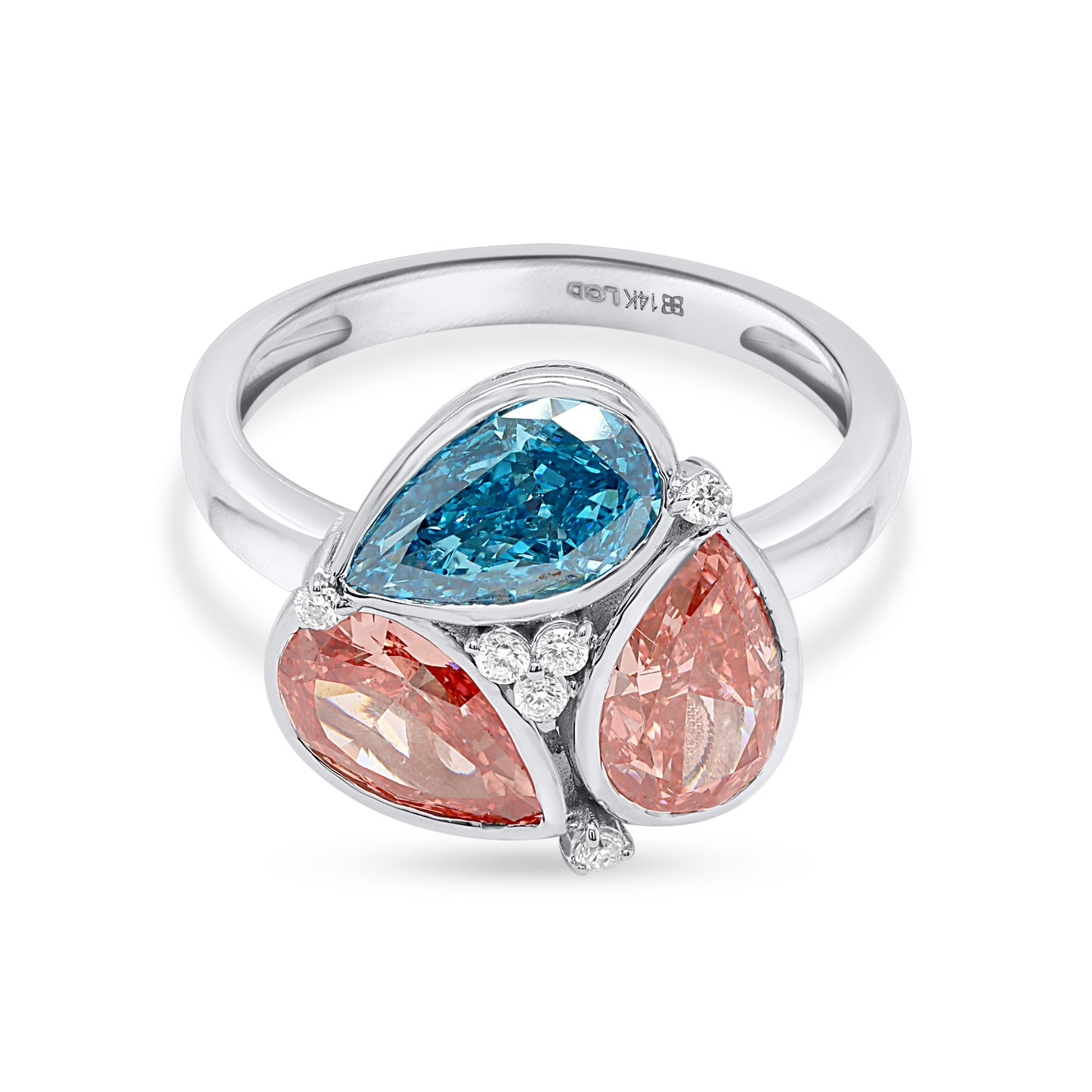SELENE: Pink & Blue diamond 4.05 ctw 14Kt ring