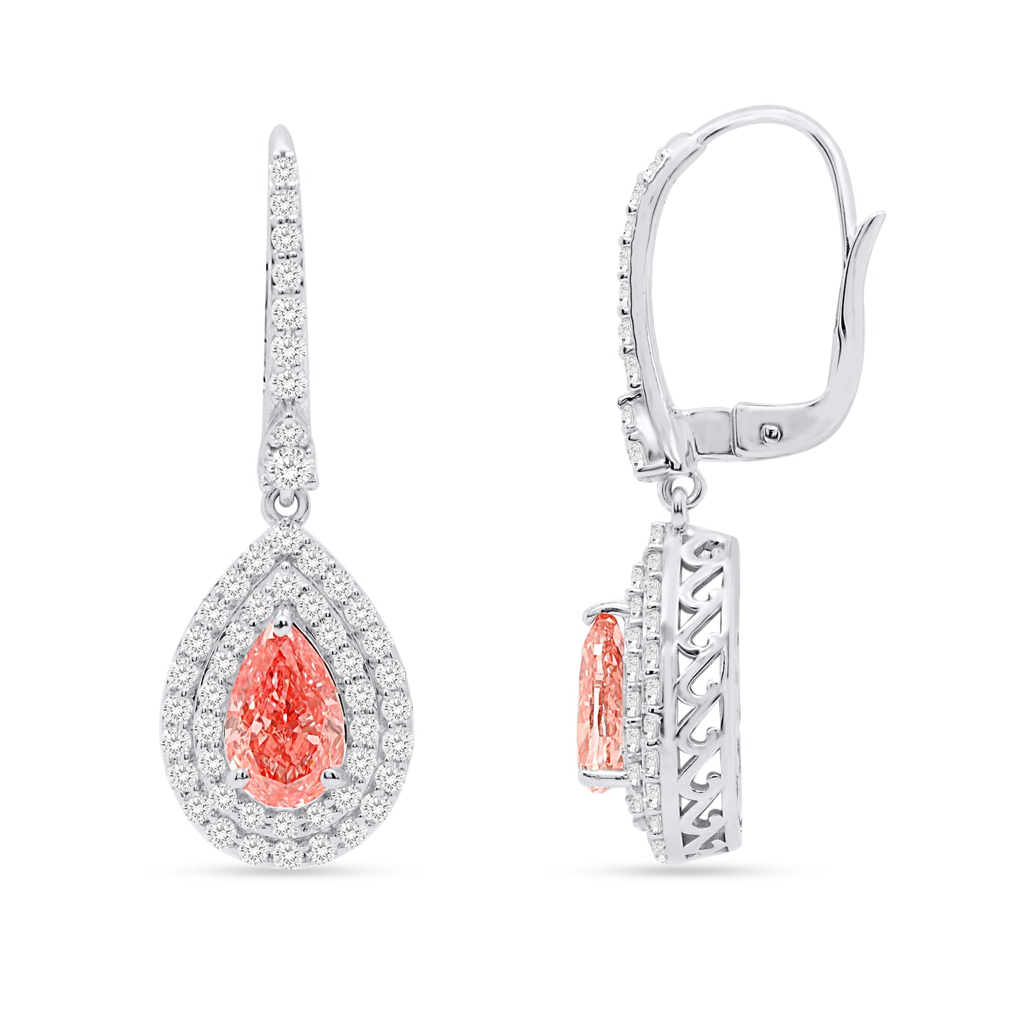 APHRODITE: Pink Diamond 3.36 ctw 14Kt drop earrings