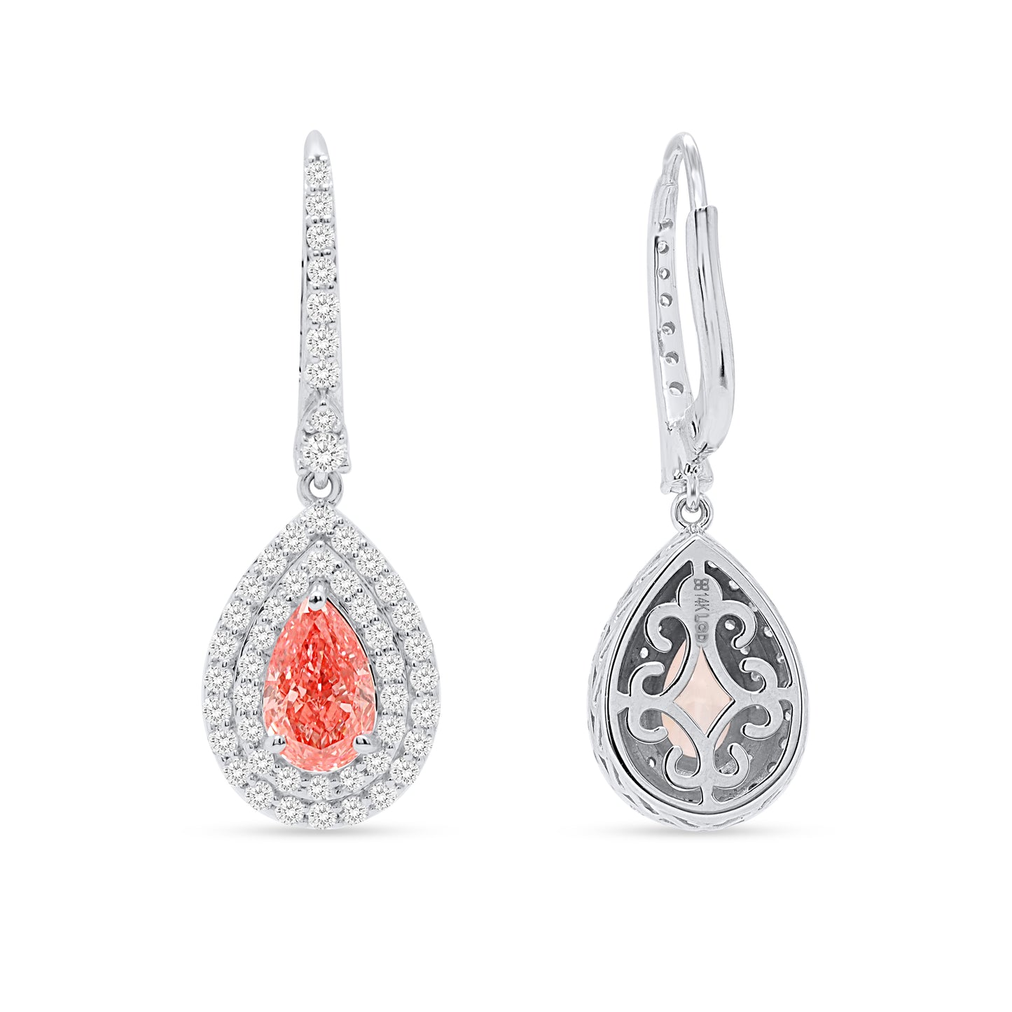 APHRODITE: Pink Diamond 3.36 ctw 14Kt drop earrings