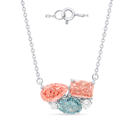 ATHENA: Pink & Blue diamond 3.32 ctw 14Kt pendant