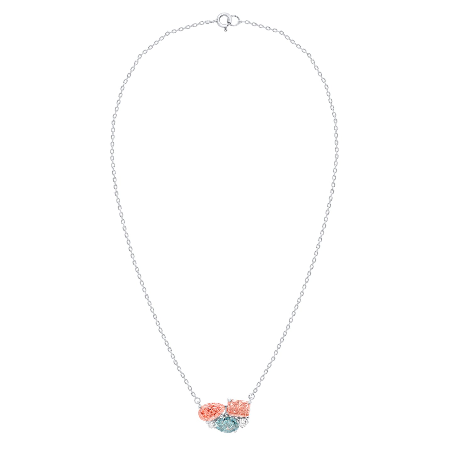 ATHENA: Pink & Blue diamond 3.32 ctw 14Kt pendant