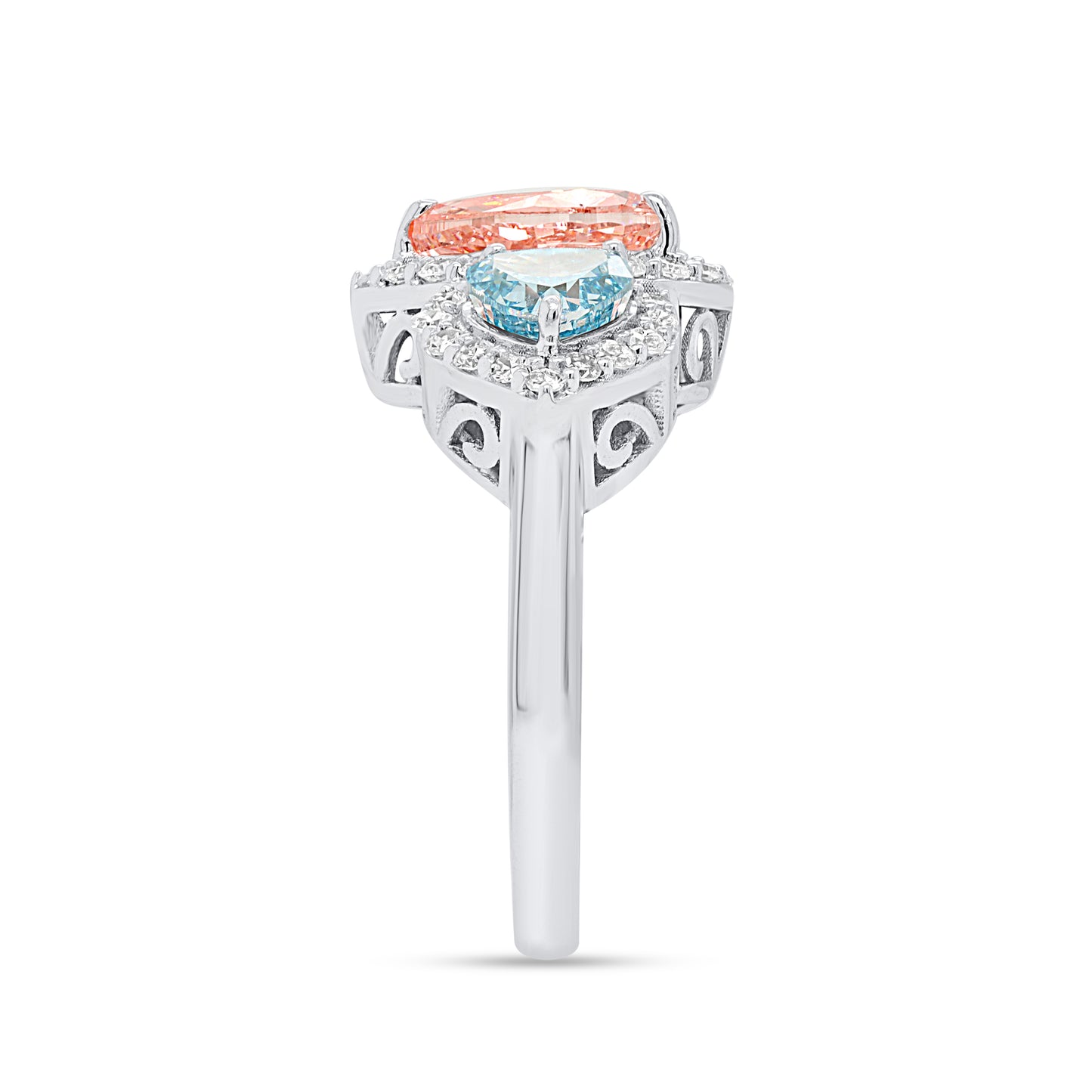 APHRODITE: Pink & Blue Diamond 3.33 ctw 14Kt gold ring