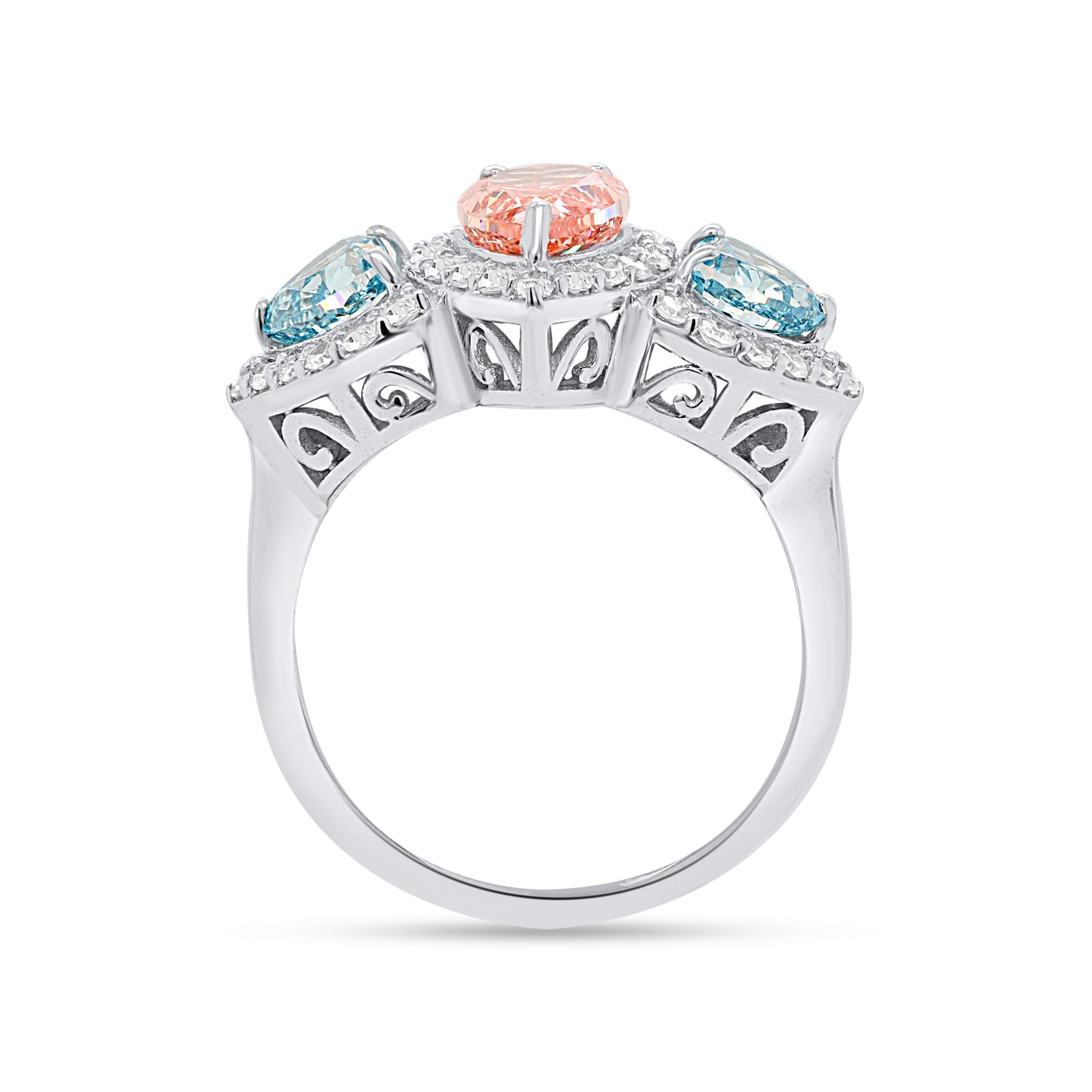 APHRODITE: Pink & Blue Diamond 3.33 ctw 14Kt gold ring