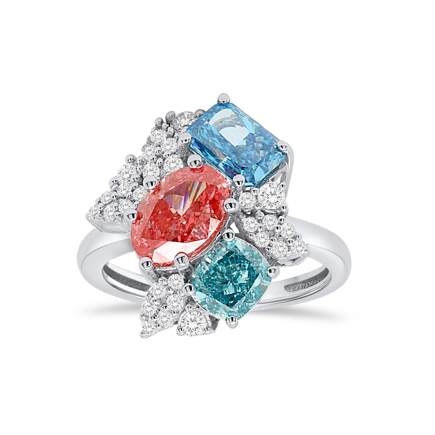 HERA: Pink, Blue and Green Diamond 4.30 ctw 14Kt ring