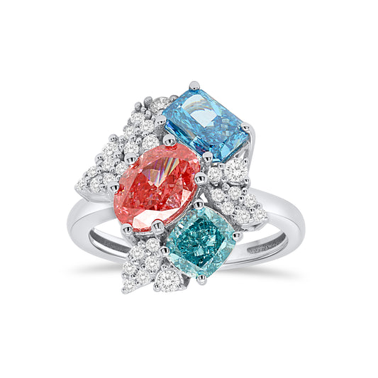 HERA: Pink, Blue and Green Diamond 4.30 ctw 14Kt ring