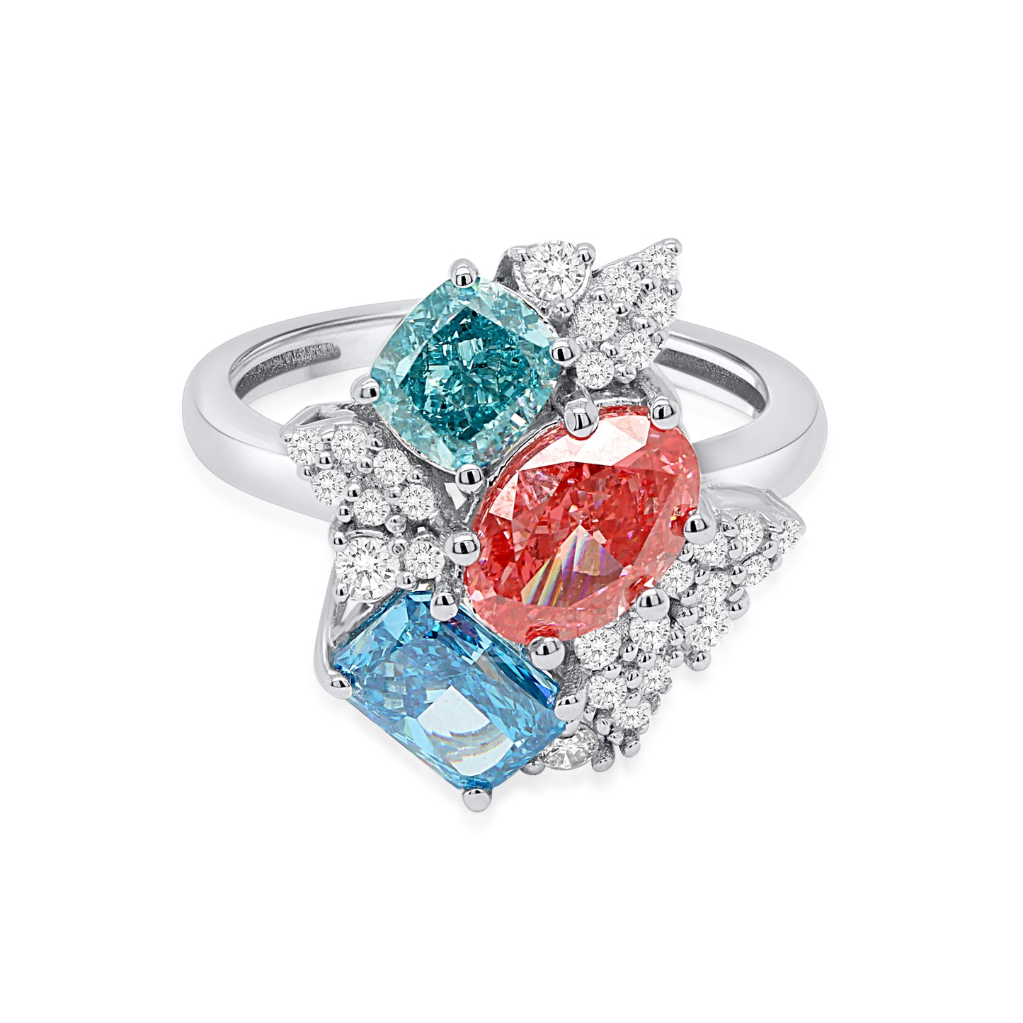 HERA: Pink, Blue and Green Diamond 4.30 ctw 14Kt ring