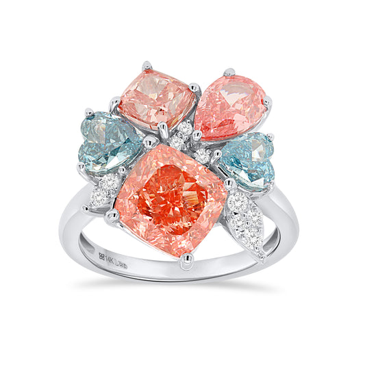 PERSEPHONE: Pink & Blue Diamond 7.20 ctw 14Kt ring