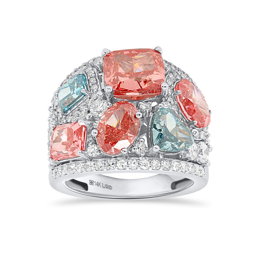 AURA: Pink & Blue diamond 9.62 ctw 14Kt ring