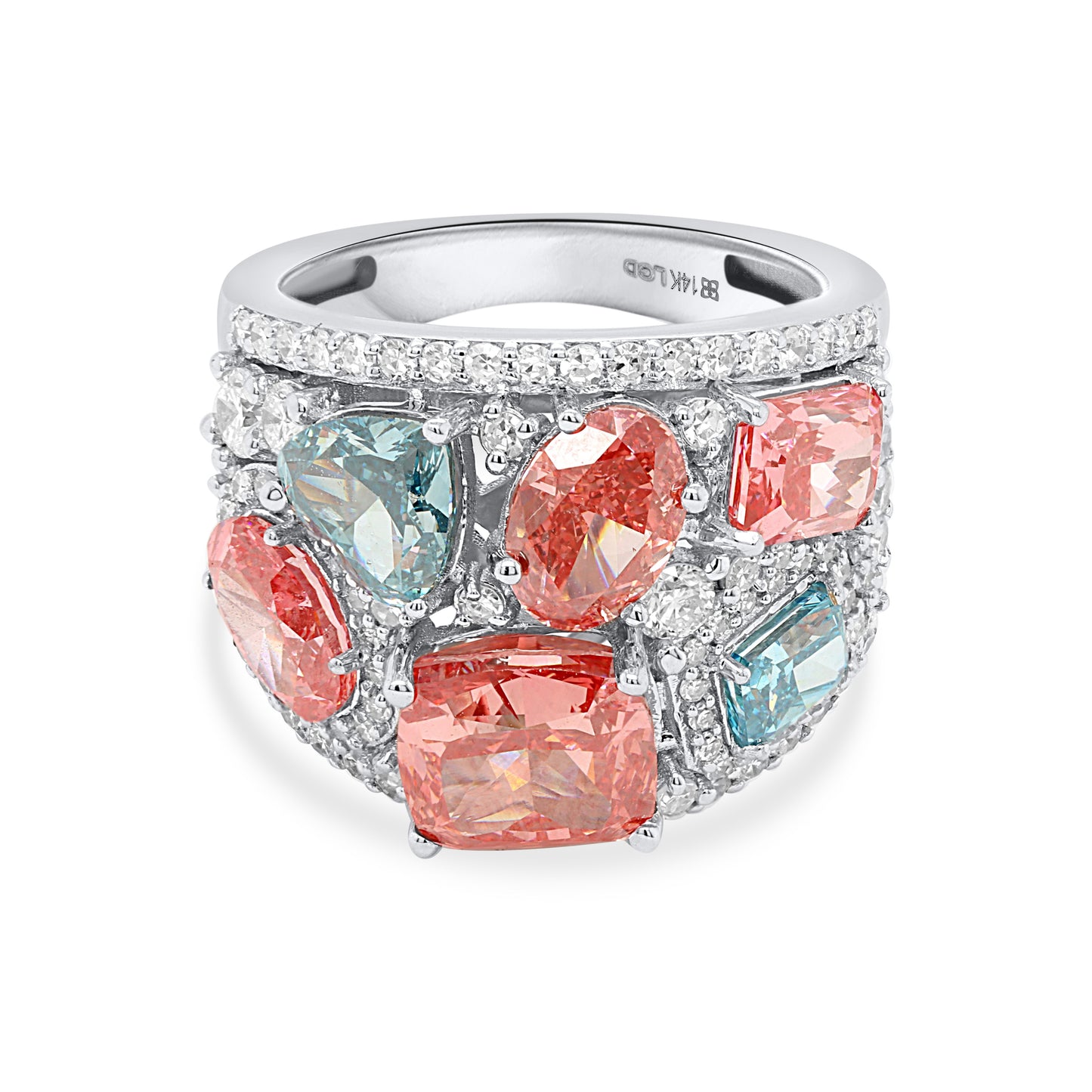 AURA: Pink & Blue diamond 9.62 ctw 14Kt ring