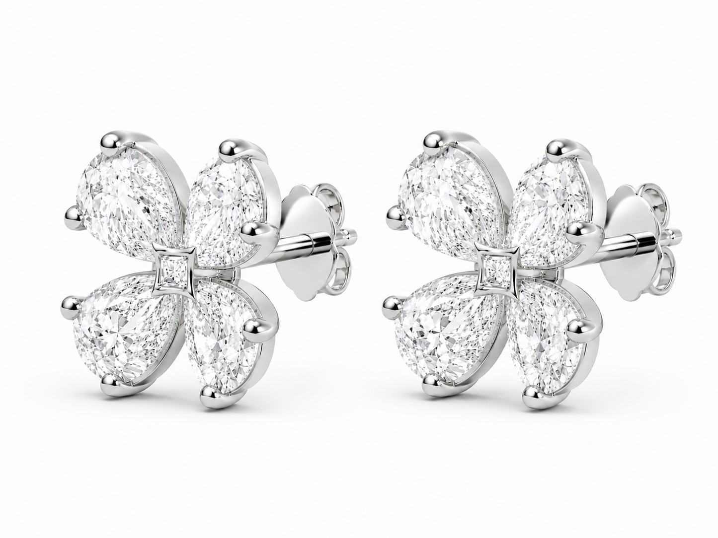 NEW: "Alteza" 1.92 ctw pear shape cluster 14Kt earrings