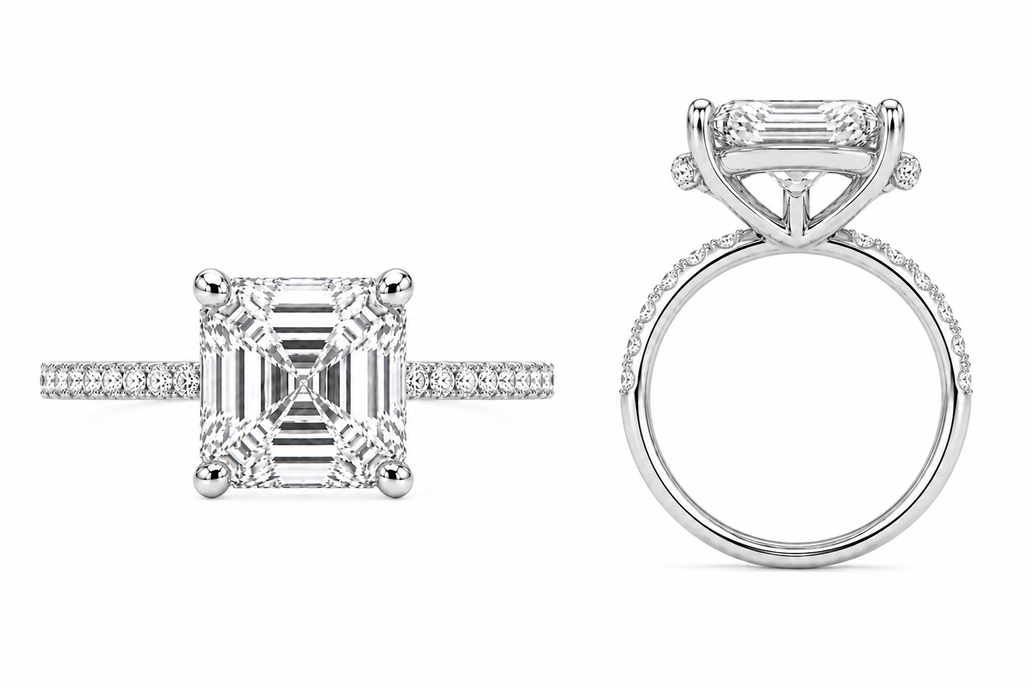 2.76 ctw Hidden Halo Asscher Cut Diamond Ring 14K