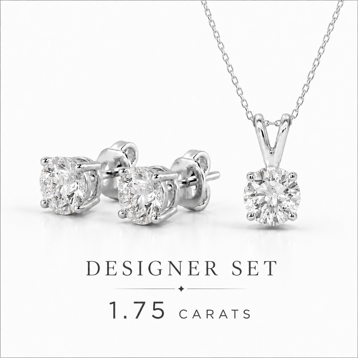 Designer Set: 1.75 Carats Bundle Studs + Pendant