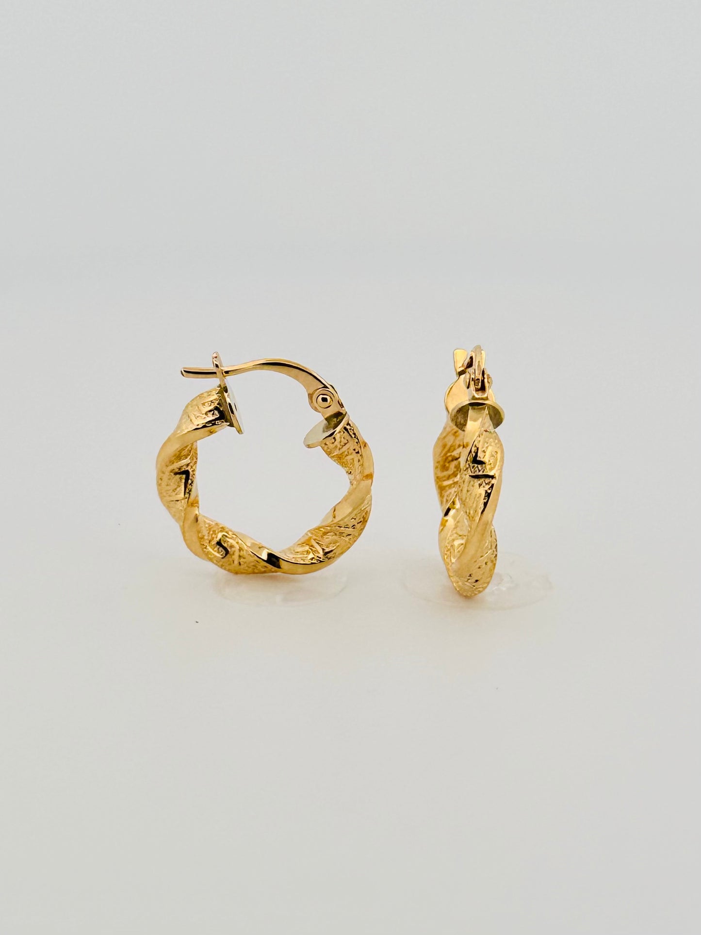 Golden Goddess - 18K Yellow Texture Rope Hoops