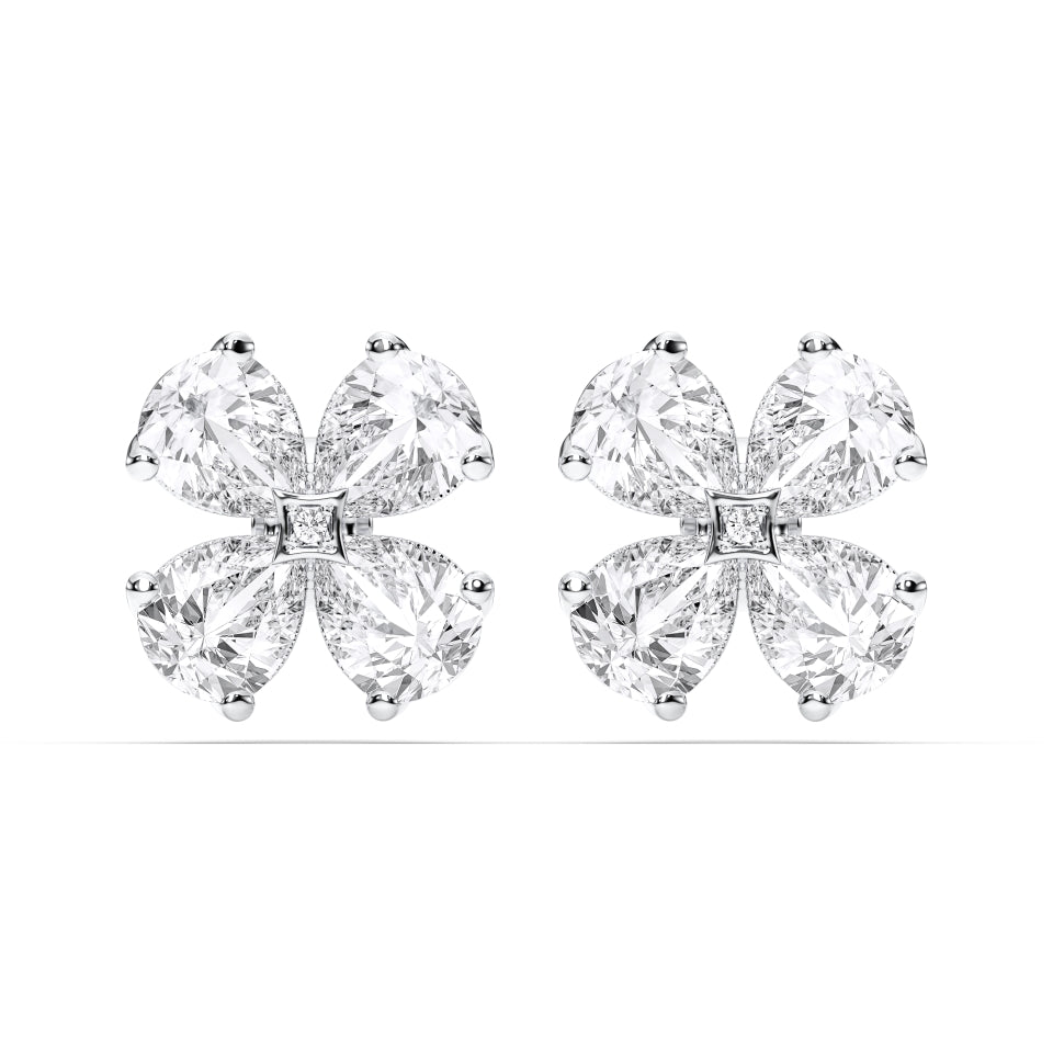 NEW: "Alteza" 1.92 ctw pear shape cluster 14Kt earrings
