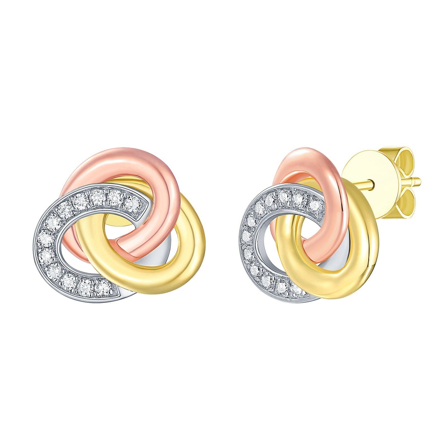 Limitless Collection Lab Grown Diamond Stud earrings Analucia Beltran Diamonds 14 kt yellow rose and rhodium plated