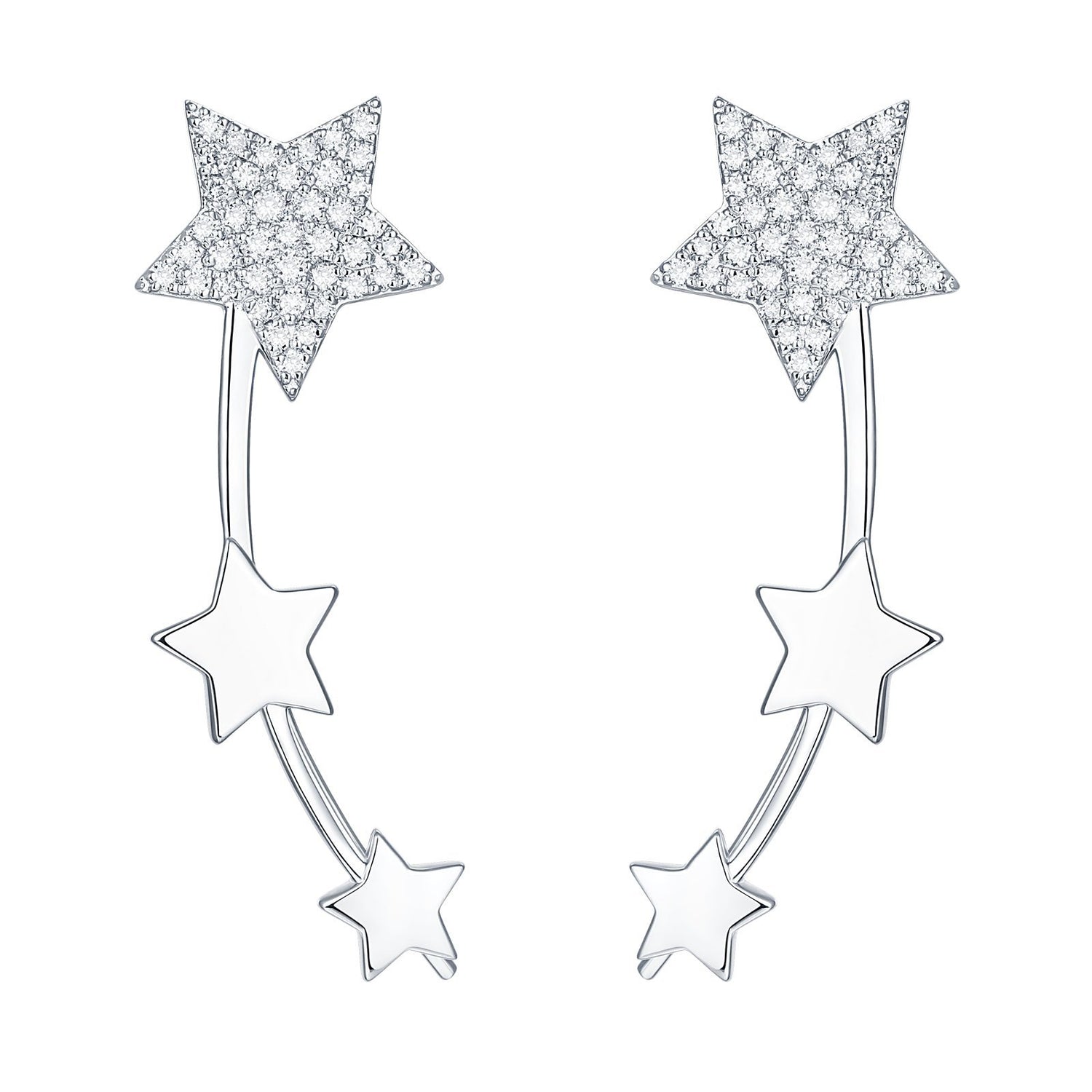 Lucky Stars Collection Lab Grown Diamonds Climber earrings Earrings Analucia Beltran Diamonds Rhodium plated